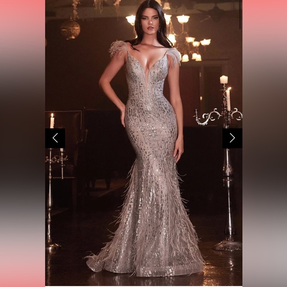 Silver Fitted Prom Dress, Wore only once, Selling for half original price. - Picture 3 of 5